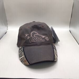 Ducks Unlimited Hat Mens Camo Brown Mossy Oak Baseball Cap Adjustable